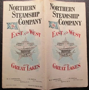 Northern Steamship Co Great Lakes 1897 Brochure w Deck Plans Schedule Map & GNRy - Picture 1 of 5