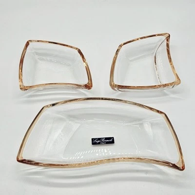 Luigi Bormioli Color Palette Orange Modular Puzzle Peach Glass Bowl Serving Vtg - Image 1 of 4