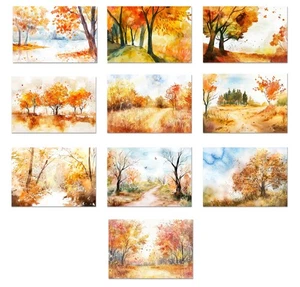 10 Assorted All Occasion Note Cards Blank Greeting Cards Envelopes Fall Autumn - Picture 1 of 2