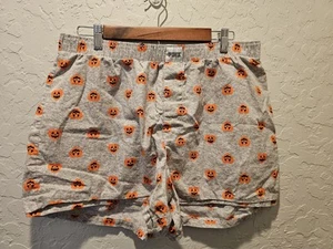 Victoria's Secret PINK Size Large Gray Halloween Pumpkins Boxers Sleep Shorts - Picture 1 of 5