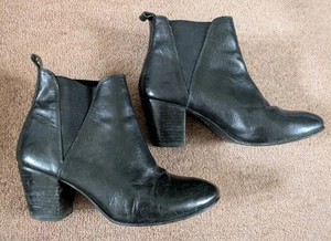 Dune Black Heeled Leather Chelsea Boots Size 6 - Picture 1 of 7