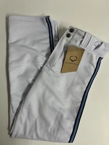 Evoshield Baseball Pants White With Blue Stripe YOUTH L Belt Loops & Back Pocket - Picture 1 of 12