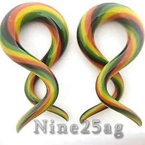 PYREX GLASS 8G 1 5/8 RASTA DOUBLE TWISTS PLUGS SPIRALS - Picture 1 of 1