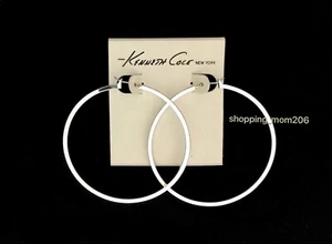 Kenneth Cole Silver Tone Hoop Earrings - Picture 1 of 3