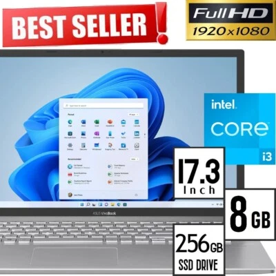 ASUS VivoBook 17.3" Full-HD Laptop Intel Core i3 4.10GHz 8GB RAM 256GB SSD HDMI
