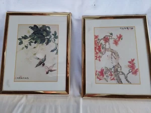 Vintage Chinese Bird Pictures/ Cherry Blossums. 8x10. Matted and Framed - Picture 1 of 4