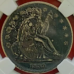NGC-XF! 1839 NO DRAPERY SEATED LIBERTY HALF - Picture 1 of 3