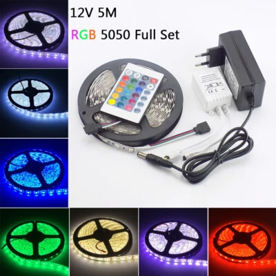LED Strip Light RGB 5050 SMD Flexible Ribbon RGB Stripe 5M 10M 15M tape kit - Image 1 of 4