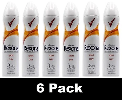 6 x REXONA DEODORANT WOMEN SPORT DRY BODY SPRAY ANTIPERSPIRANT 150g/250mL NEW - image 1 of 3