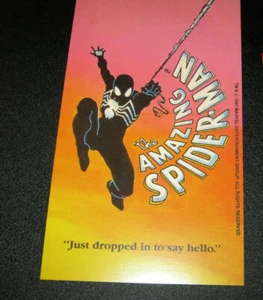 1987 BLACK SPIDERMAN POSTCARD #2 OFFICIALLY LICENSED BY MARVEL VENOM MINT - Picture 1 of 3
