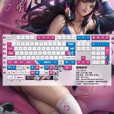Anime OVERWATCH DVA Keycaps CHERRY Key Cap Cross shaft For Mechanical Keyboard - Image 1 of 3