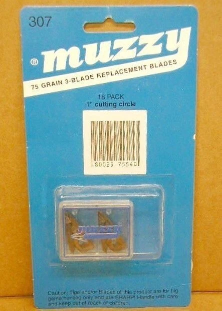 Muzzy 75 Grain 3 Blade Broadhead Replacement Blades - New Pack #307 - Image 1 of 1