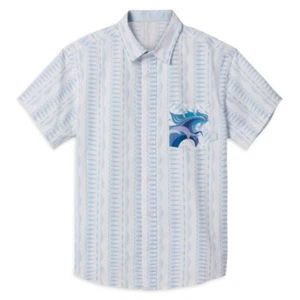 NEW Disney Shirt Adult M White Blue Frozen 2 Woven Brittney Lee Button Up - Picture 1 of 5