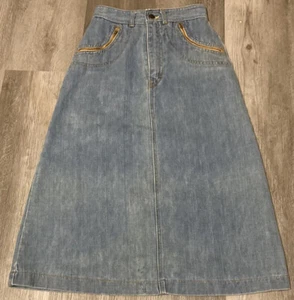 HTF Vintage GAIMAIIN HUK A POO Jean Denim Skirt Sz 5 A-Line Zipper Pockets EUC - Picture 1 of 7
