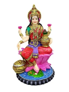 Beautiful Hindu Goddess Sitting Lakshmi Laxmi On Lotus Figurine Statue Sculpture - Picture 1 of 3