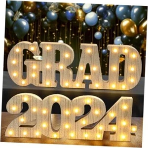 2024 Graduation Party Decorations - 2 LED Long Marquee Light Up Letters 'Grad'  - Picture 1 of 8