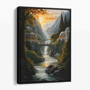 The Lord Of The Rings Rivendell Fantasy Landscape Canvas Print Wall Art - Picture 1 of 7