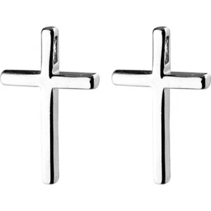 Shiny 925 Sterling Silver Plain Cross Stud Earrings Jewellery Women Girl Gift UK - Picture 1 of 10
