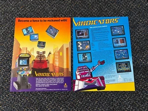 2 1988 ATARI FACTORY ORIGINAL VINDICATORS VIDEO GAME FLYERS - Picture 1 of 1