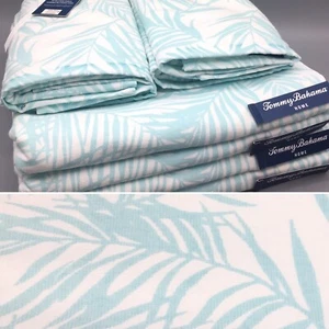 8pc TOMMY BAHAMA Aqua Palm Day Leaves 4 Bath Hand Towel Set Cotton Tropical - Picture 1 of 8