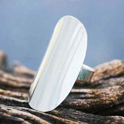 Full Finger Ring 925 Sterling Silver Statement Ring Long Wide Band Ring Gifts - Image 1 of 4