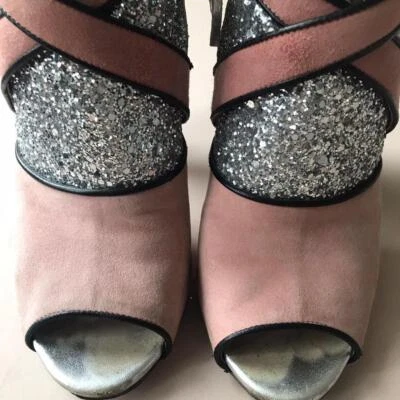 Botines de gamuza Miu Miu Glitter Peep-Toe Foto 1 de 4