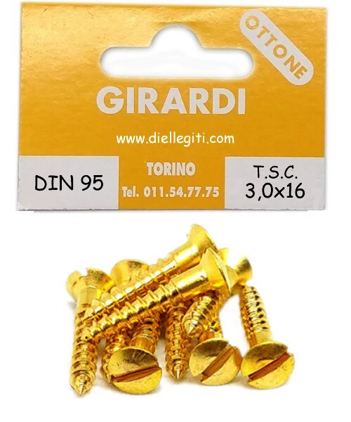 VITE A LEGNO IN OTTONE TESTA SVASATA C/CALOTTA mm3,0x16 - DIN 95 (GOCCIA SEGO) - Immagine 1 di 1