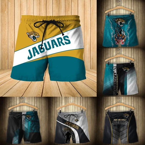 Jacksonville Jaguars Mens Quick Dry Beach Shorts Summer Swim Trunks with Pockets Cover