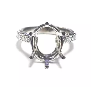 Schöner 14k natürlicher Diamant Halbmontierter Ring für großen ovalen zentralen Edelstein - Bild 1 von 9
