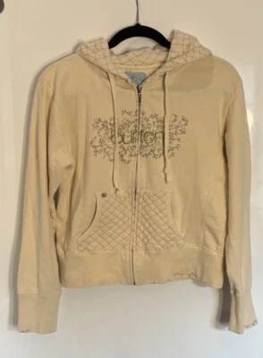 Sudadera con Capucha Burton Mujer Crema Gráfico Cremallera Completa Grande Acolchada Capucha y Bolsillo Frontal Foto 1 de 4
