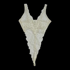 Vintage Victoria&rsquo;s Secret Gold Label Teddy Bodysuit Thong Lace High Cut Small