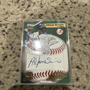 2000 Pacific Revolution Alfonso Soriano Game Ball Piece Auto Yankees Awesome Sig