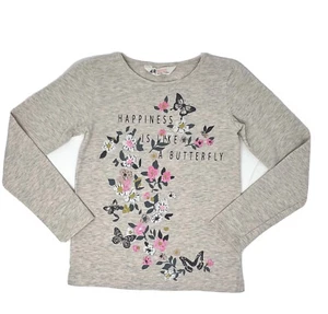 Camisa torso de manga larga para niñas H&M con mariposas y flores talla 6-8 - Imagen 1 de 3