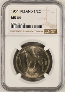 IRELAND 1/2 Half Crown 1954 NGC MS64 Horse - Picture 1 of 6