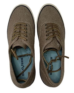 NWOB SeaVees Mens Legend Chambray Cotton Sneakers Shoes Brown Lace Up Sz 11.5 - Picture 1 of 7