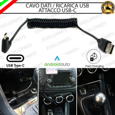 CAVO USB ELASTICO ESTENDIBILE USB-C COMPATIBILE ANDROID PER FORD KUGA 4 - Immagine 1 di 4