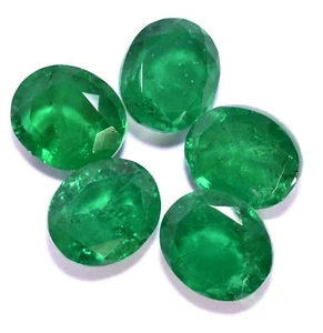Emerald Color Doublet Quartz Oval Cut 12x10 mm 25.55 Cts Lot 5 Pcs Loose Gems - Picture 1 of 3