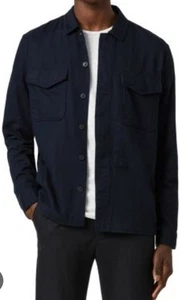 ALLSAINTS - ADJUTANT Cotton Flannel Shirt Jacket Shacket Navy Blue XX Large - Picture 1 of 11