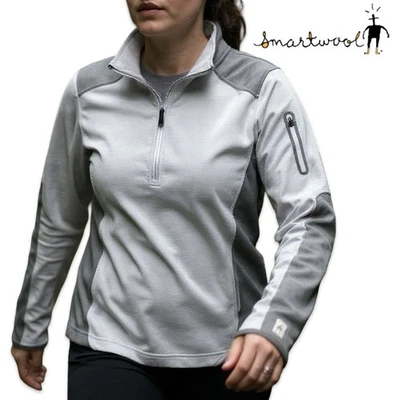 Jaqueta de lã Smartwool 1/4 zíper feminina XL cinza mistura de lã merino quente aconchegante Gorp - Imagem 1 de 4