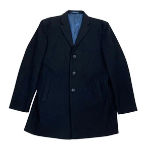 NEXT TAILORING Woollen Overcoat XL 46 Black Winter Trench Coat Jacket Men - Picture 1 of 11