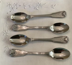 Set Of Four TOWLE London Shell TEASPOONS 6 3/8" GERMANY 18/8 Satin Stainless 4Pc - Picture 1 of 6