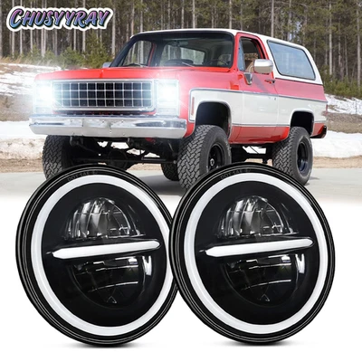 Par de faros LED redondos DRL de 7 pulgadas para Chevy Monte Carlo 1970-1975 lámpara alta/baja Foto 1 de 4