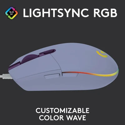 Logitech G203 Wired Gaming Mouse, 8,000 DPI, Rainbow Optical Effect LIGHTSYNC - Image 1 of 4