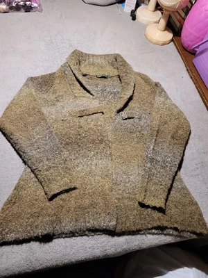 Cárdigan Woolrich Mezcla Lana Mujer Medio Verde Esquisto Espacio Tinte Suéter Hebilla Foto 1 de 4