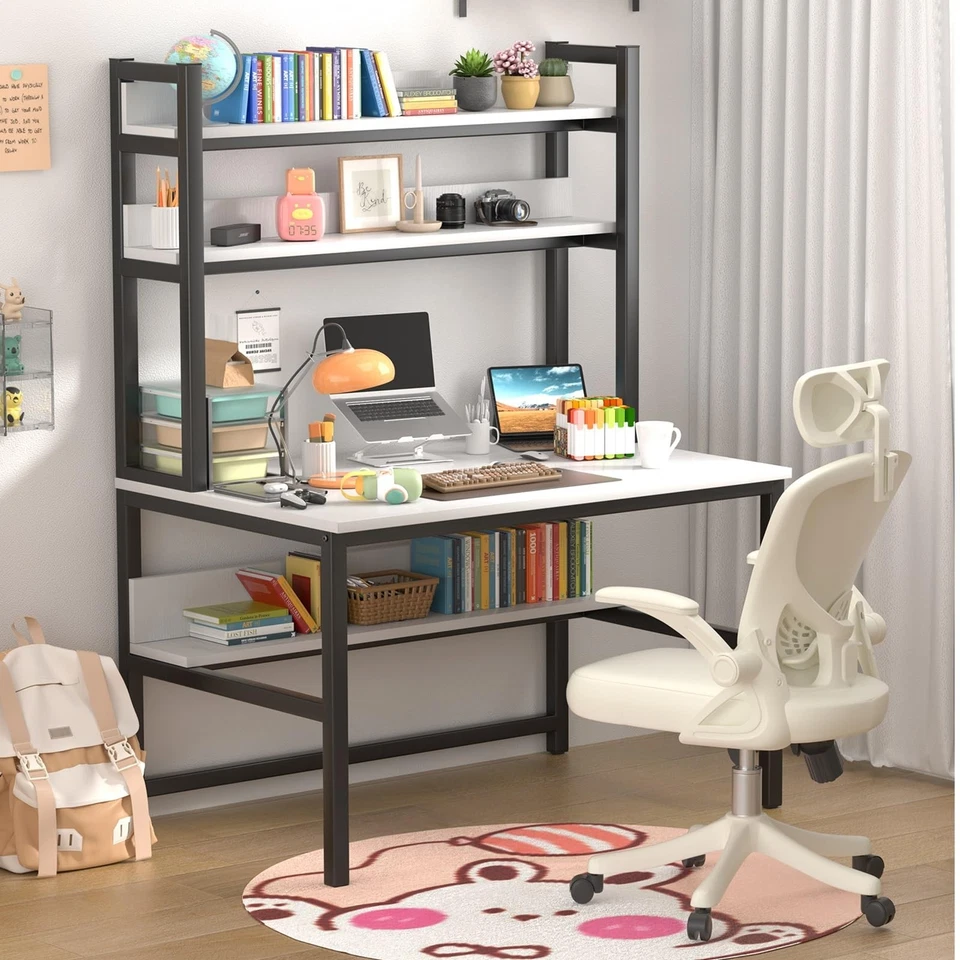 Computer Desk with Shelves, 47" W x 23.6" D Gaming Desk with Hutch and Booksh... - Image 1 of 4