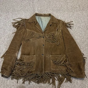 Chaqueta de Cuero Joo Kay De Colección Marrón Flecos Western Años 70 Rockabilly (DESGASTE PESADO) - Imagen 1 de 15