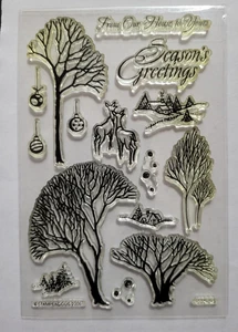 STAMPENDOUS Winter Trees Perfectly Clear Stamp Set New Out of Pkg Christmas - Picture 1 of 1