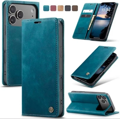 For iPhone 17 Air 16 15 14 Pro Max mini Plus Flip Leather Wallet Case Shockproof - Image 1 of 4