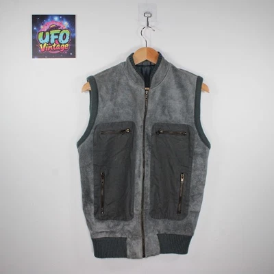 Vintage Tootal Gilet Mens M Grey Suede Keeperwear Quilted Vest Hunting Shooting - Image 1 of 4
