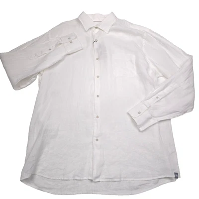 $160 Peter Millar Coastal Garment-Dyed White Linen Sport Shirt Mens Size 2XL - Image 1 of 4